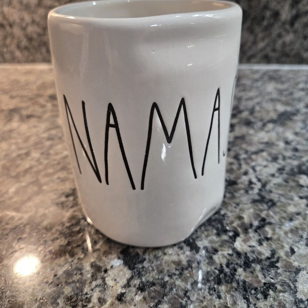 Rae Dunn “NAMASTE” Mug White W/ Black Letters Artisian Collection By Magenta